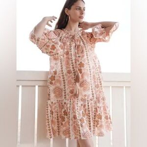 Debbie Katz Floral Boho Dress with Tassels